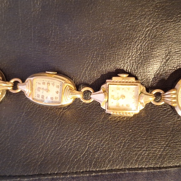 Elegant vintage timepiece watches recreated into a whimsical bracelet. - Picture 4 of 10